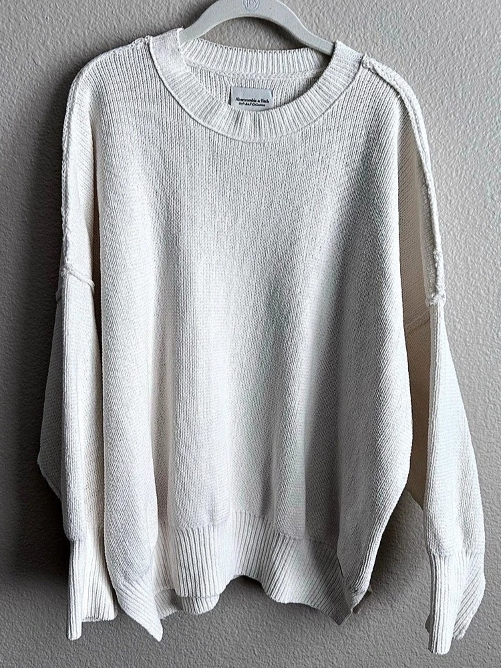 Abercrombie & Fitch Soft A&F Collection Oversized Crewneck Sweater White XL